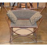 MODERN WROUGHT IRON PADDED SEAT WITH LOOSE CUSHIONS