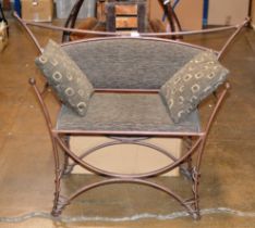 MODERN WROUGHT IRON PADDED SEAT WITH LOOSE CUSHIONS