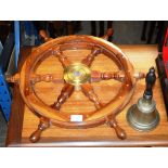 SHIPS WHEEL DISPLAY & BRASS BELL