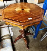 OCTAGONAL INLAID OCCASIONAL TABLE ON TWIST COLUMN SUPPORT
