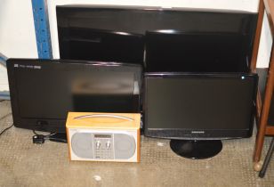 3 VARIOUS LCD TELEVISIONS AND A PURE DAB RADIO