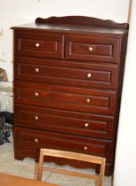 MODERN MAHOGANY FINISHED 2 OVER 4 CHEST OF DRAWERS