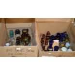 2 BOXES CONTAINING ASSORTED GLASS WARE , MIXED CERAMICS ETC