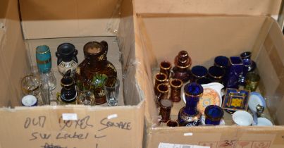 2 BOXES CONTAINING ASSORTED GLASS WARE , MIXED CERAMICS ETC