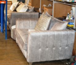 4 PIECE LARGE MODERN LOUNGE SUITE COMPRISING 4 SEATER SETTEE, LARGE ARM CHAIR AND A PAIR OF FOOT
