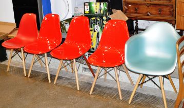 5 VARIOUS RETRO STYLE CHAIRS