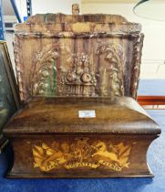 LARGE CERAMIC LIDDED BREAD CROCK AND ORNATE VICTORIAN 3 DIVISION TEA CADDY