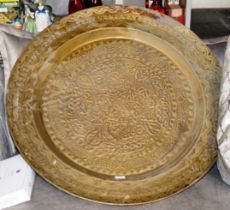 LARGE EASTERN STYLE BRASS TRAY