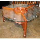 MID-CENTURY TEAK & GLASS COFFEE TABLE