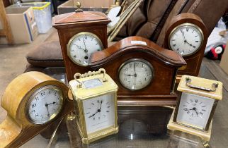 4 VARIOUS MANTLE CLOCKS AND 2 OTHER CLOCKS