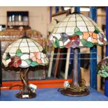 2 SIMILAR TIFFANY STYLE TABLE LAMPS