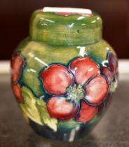 4" MOORCROFT LIDDED GINGER JAR WITH ORIGINAL PAPER LABEL ON BASE AND LID