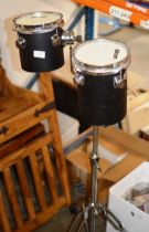 PAIR OF DDRUM BONGO STYLE DRUMS ON ADJUSTABLE STAND