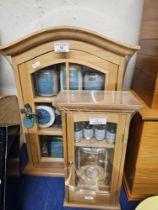 2 WOODEN CASED BATHROOM CABINETS COMPRISING VARIOUS SCENTS, CREAMS, LOTIONS, THERAPY OIL ETC