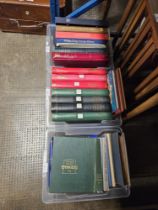 3 BOXES CONTAINING LARGE QUANTITY OF VARIOUS STAMP ALBUMS, PENNY REDS ETC