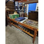 1970'S TEAK PULL OUT COFFEE TABLE WITH UNDER SHELF