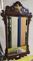 EDWARDIAN MAHOGANY & GILT ORNATE WALL MIRROR