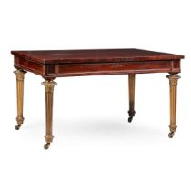 REGENCY MAHOGANY AND GILT BRASS LIBRARY TABLE