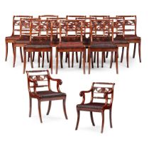 SET OF FOURTEEN REGENCY MAHOGANY DINING CHAIRS