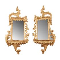 PAIR OF GEORGIAN STYLE CARVED GILTWOOD GIRANDOLE MIRRORS