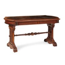 VICTORIAN WALNUT AND EBONY WRITING TABLE, GEORGE TROLLOPE & SONS