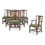 SET OF SEVEN GEORGE III STYLE MAHOGANY DINING CHAIRS