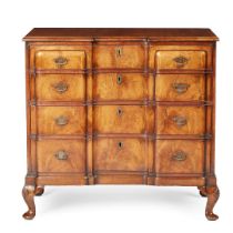 GEORGE II STYLE WALNUT BLOCK FRONT CHEST OF DRAWERS