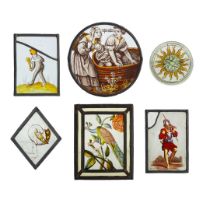 SIX SMALL STAINED GLASS PANELS
