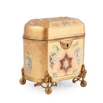 MURANO GLASS AND GILT METAL BOX, IN THE STYLE OF MOSER
