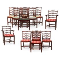 SET OF TWELVE GEORGE III STYLE MAHOGANY FIDDLEBACK DINING CHAIRS