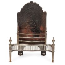 GEORGE III STYLE STEEL AND CAST IRON FIRE GRATE