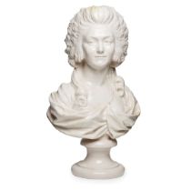 FRENCH WHITE GLAZED TERRACOTTA BUST OF THE PRINCESS DE LAMBALLE (PRESUMED)