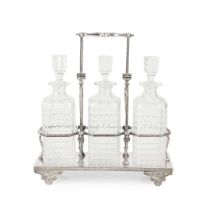 VICTORIAN SILVER-PLATED DECANTER SET