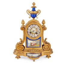 FRENCH GILT BRONZE AND PORCELAIN MANTEL CLOCK