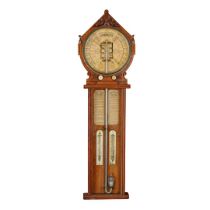 ROYAL POLYTECHNIC 'ADMIRAL FITZROY' OAK CASED BAROMETER AND THERMOMETER