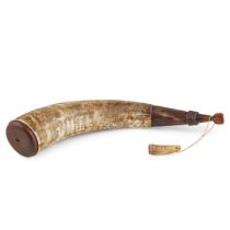 AMERICAN FRENCH AND INDIAN WAR COMMEMORATIVE POWDER HORN