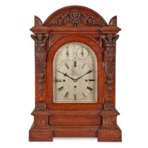 VICTORIAN CARVED OAK QUARTER CHIMING TABLE CLOCK, BY CLERKE, LONDON