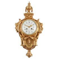 FRENCH LOUIS XVI STYLE GILT BRONZE AND BRASS CARTEL CLOCK