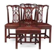 SET OF FOUR GEORGE III STYLE MAHOGANY SIDE CHAIRS