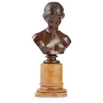 FRENCH BRONZE CLASSICAL BUST OF A YOUNG WOMAN