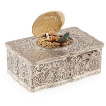 GERMAN OR AUSTRIAN SILVER AND GILT-SILVER SINGING BIRD BOX