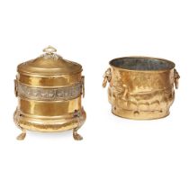 TWO DUTCH BRASS PEAT AND ASH CONTAINERS