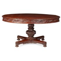 LARGE ANGLO-INDIAN TEAK BREAKFAST TABLE