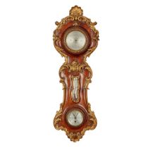 LOUIS XV STYLE CARVED AND PARCEL-GILT WALNUT BAROMETER