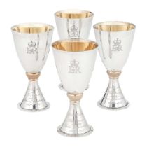 A set of four 1970s Silver Wedding Jubilee goblets