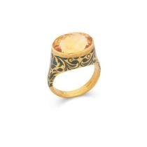 A citrine and enamel ring