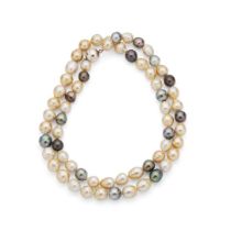 A cultured South Sea and Tahitian pearl necklace