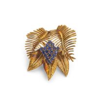 A sapphire floral brooch, 1958