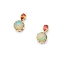 A pair of opal and sapphire earrings