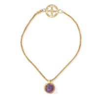 A Byzantine gold and amethyst pendant,